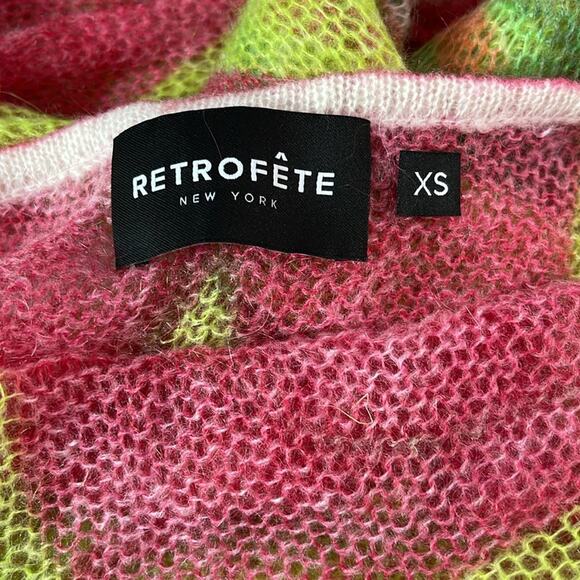 Retrofete Fontelina Mohair Knit Floral Cutout Lime Anthurium Maxi Dress Size XS - Picture 9 of 10